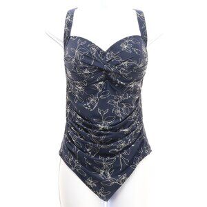 Niptuck One Piece Floral Slimming Women Size 12 Blue/White Nylon/Spandex